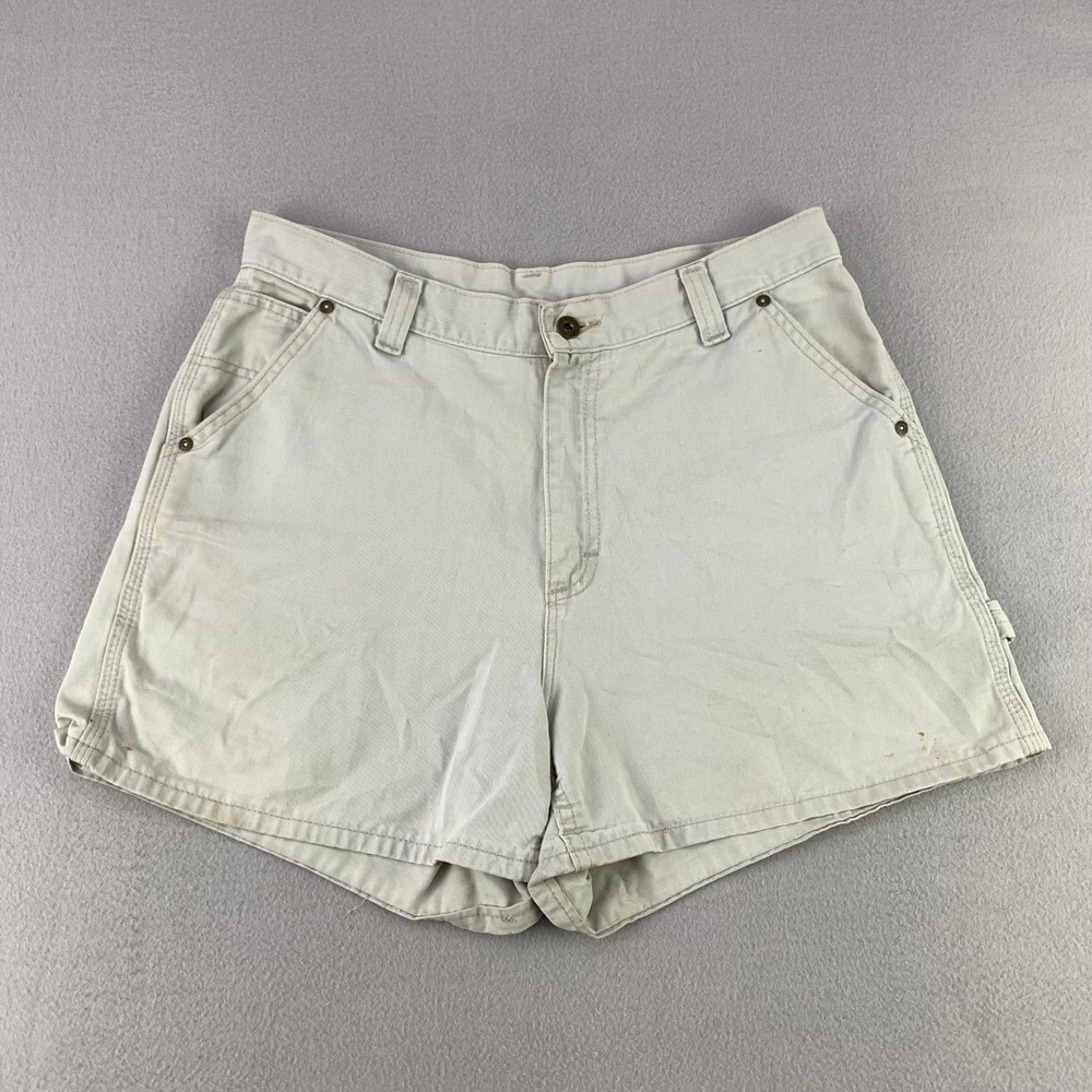 Vintage Lee Denim Carpenter Shorts Women 31 Beige Casual Workwear Utility